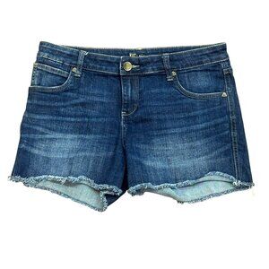 KUT From The Kloth Gidget Fray Short Size 8 Frayed Hem Dark Wash Denim Shorts‎